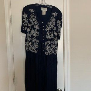 Navy Blue Short Sleeve Dress